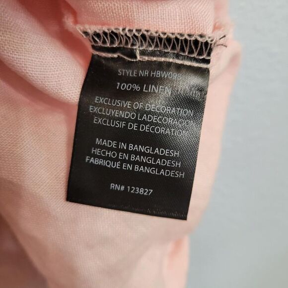 HARVE BENARD Pure Linen Pink Sleeveless V-Neck Top Relaxed Resort Coastal XL - Picture 5 of 5